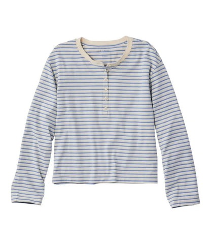 Women's Sunwashed Tee, Long-Sleeve Cropped Boxy Henley Novelty