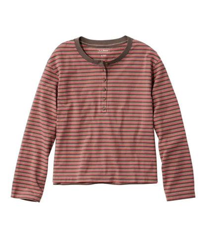 Women's Sunwashed Tee, Long-Sleeve Cropped Boxy Henley Novelty