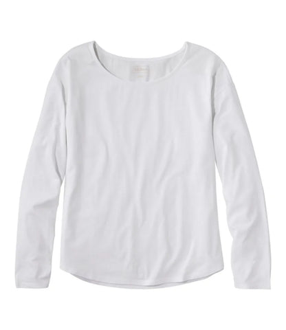 Women's Soft Stretch Supima-Blend Tee, Long Dolman-Sleeve Jewelneck