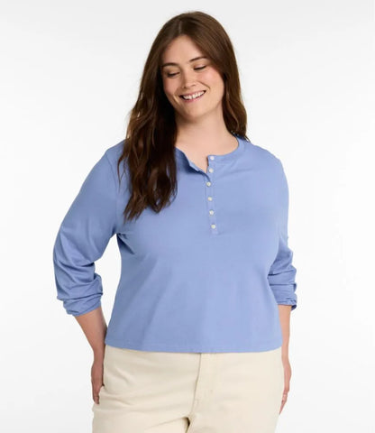 Women's Sunwashed Tee, Long-Sleeve Cropped Boxy Henley
