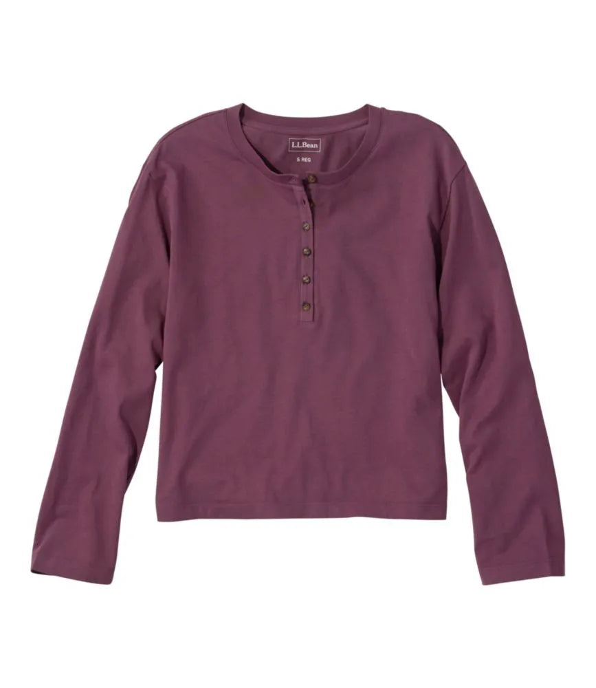 Women's Sunwashed Tee, Long-Sleeve Cropped Boxy Henley