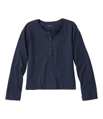 Women's Sunwashed Tee, Long-Sleeve Cropped Boxy Henley