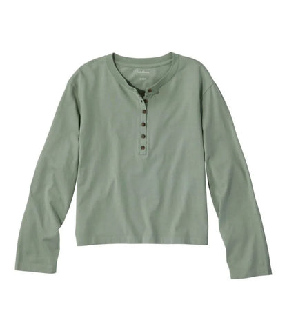 Women's Sunwashed Tee, Long-Sleeve Cropped Boxy Henley