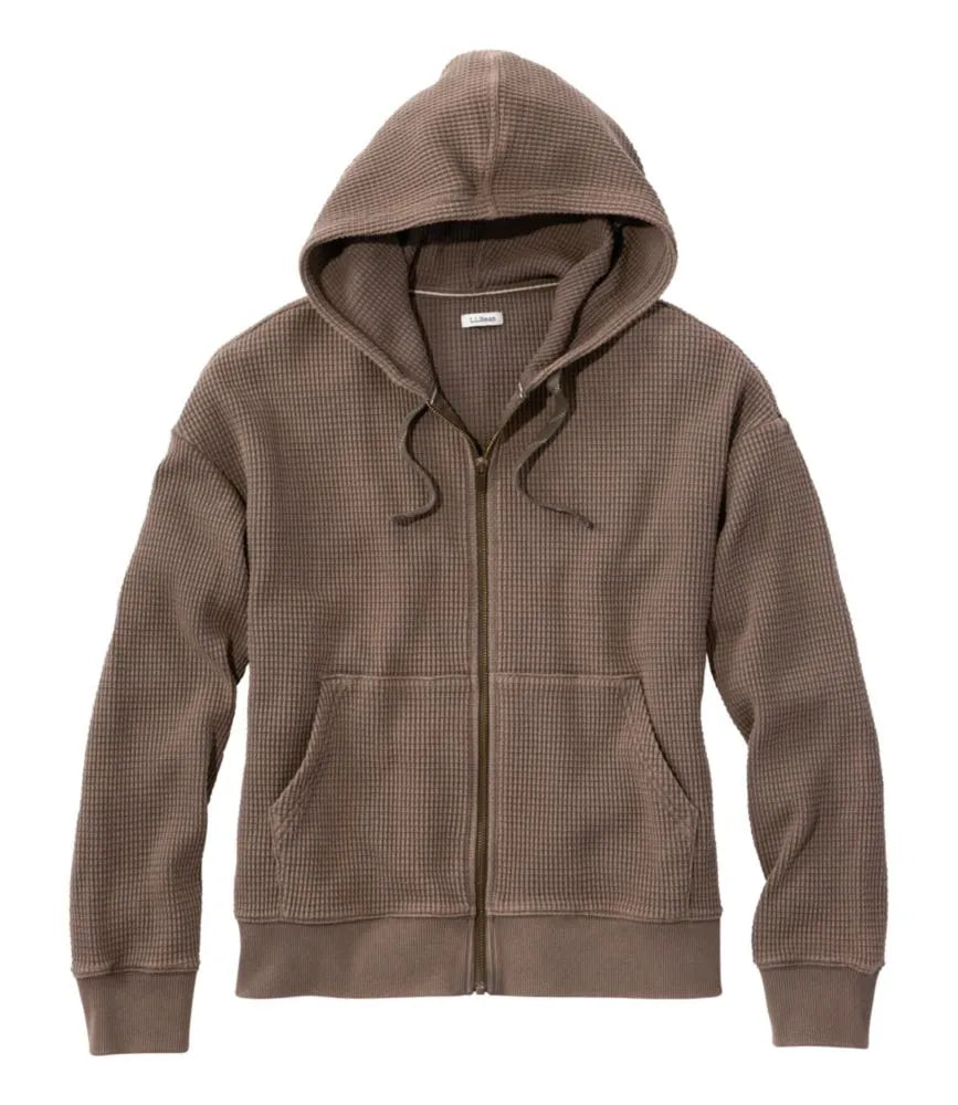 Women's Sunwashed Waffle Top, Full-Zip Hoodie