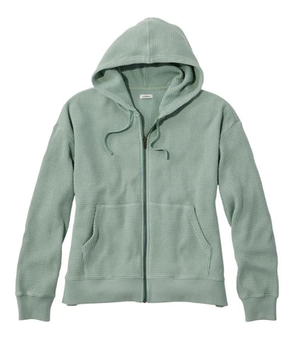 Women's Sunwashed Waffle Top, Full-Zip Hoodie