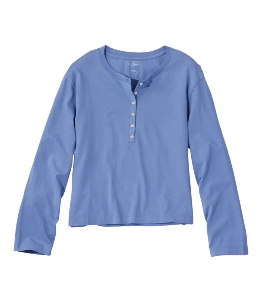 Women's Sunwashed Tee, Long-Sleeve Cropped Boxy Henley