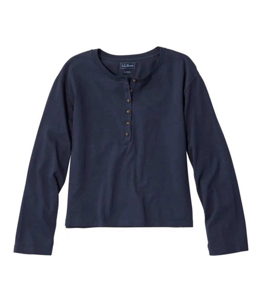 Women's Sunwashed Tee, Long-Sleeve Cropped Boxy Henley