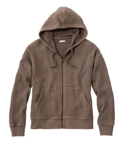 Women's Sunwashed Waffle Top, Full-Zip Hoodie