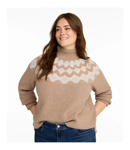 Women's Supersoft Waffle Sweater, Mockneck Fair Isle
