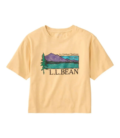 Women's Mountain Classic Tee, Short-Sleeve Cropped Boxy Crewneck Logo