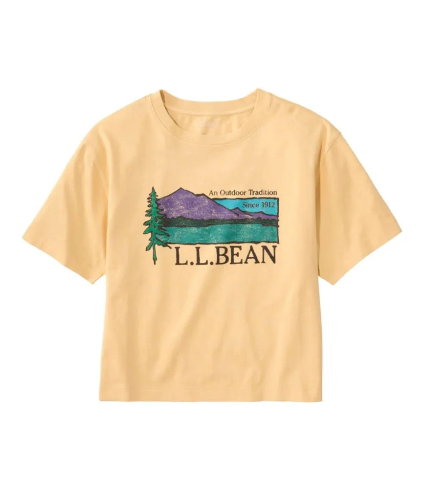 Women's Mountain Classic Tee, Short-Sleeve Cropped Boxy Crewneck Logo