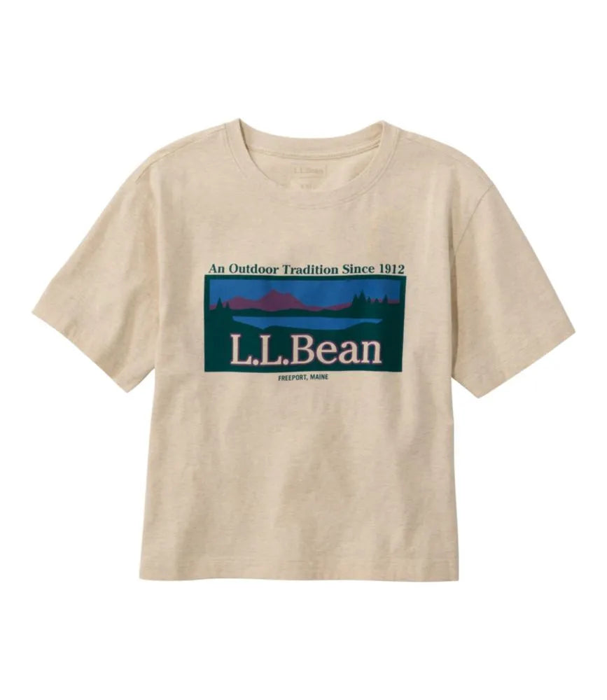Women's Mountain Classic Tee, Short-Sleeve Cropped Boxy Crewneck Logo