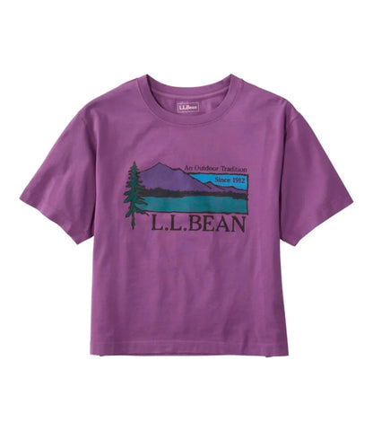 Women's Mountain Classic Tee, Short-Sleeve Cropped Boxy Crewneck Logo