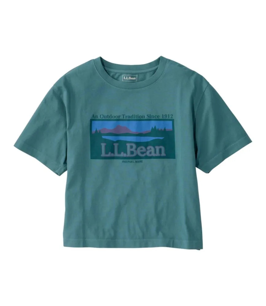 Women's Mountain Classic Tee, Short-Sleeve Cropped Boxy Crewneck Logo