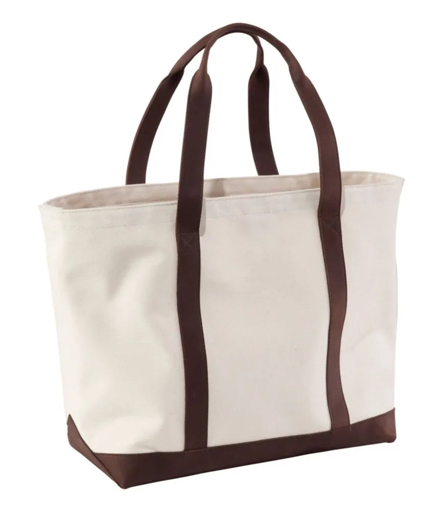 Leather-Trim Waxed Canvas Tote
