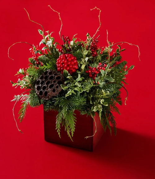 Fresh Winter Foliage Centerpiece, Square