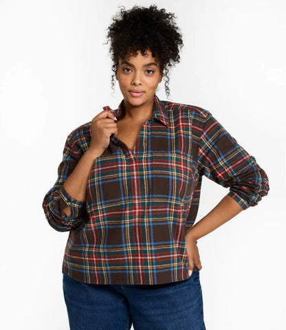 Women's Scotch Plaid Shirt Y-Neck