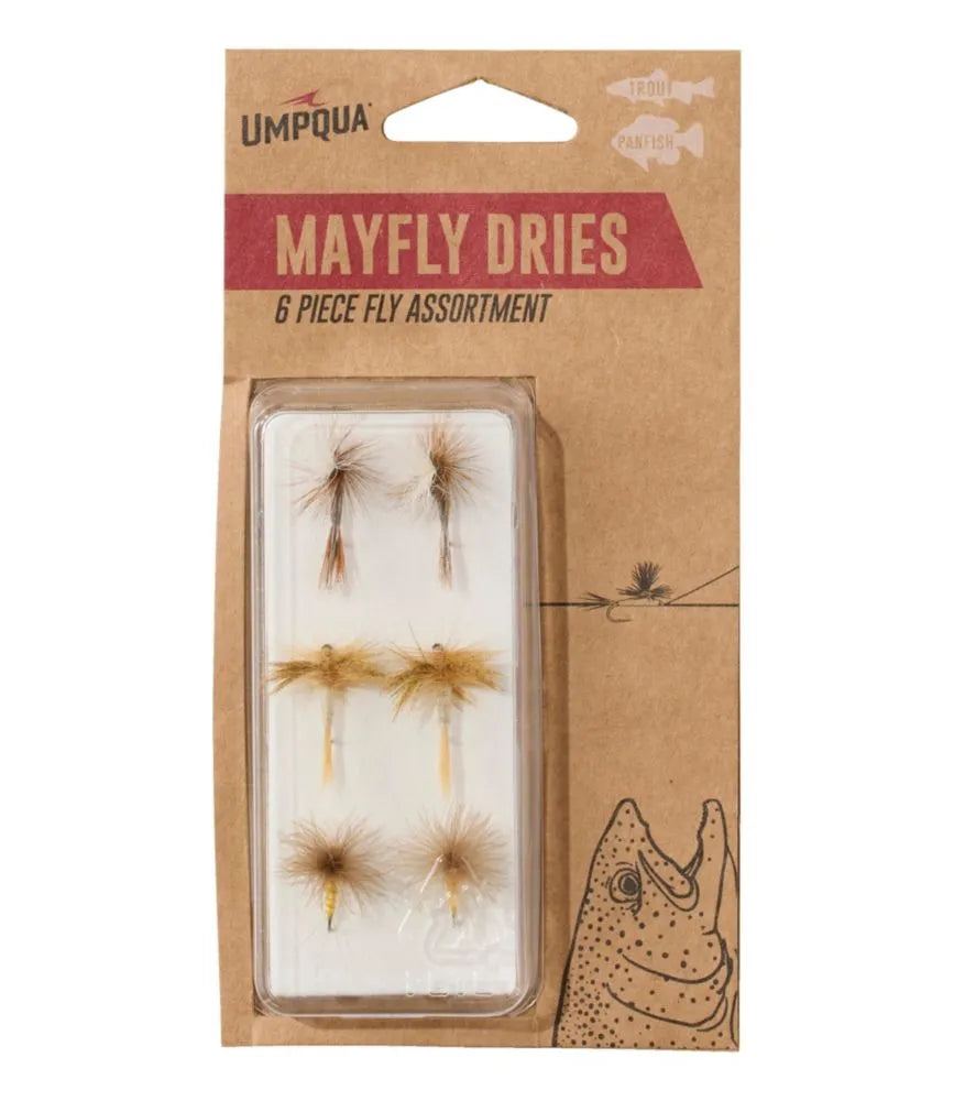Umpqua Mayfly Dry Fly Assortment, 6 flies