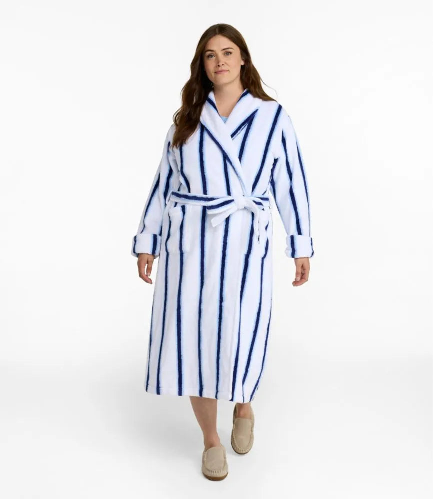 Women's Soft Plush Terry Robe, Stripe