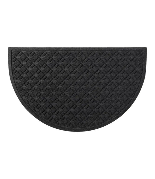 Heavyweight Recycled Waterhog Doormat, Half Round, Geometric Rings