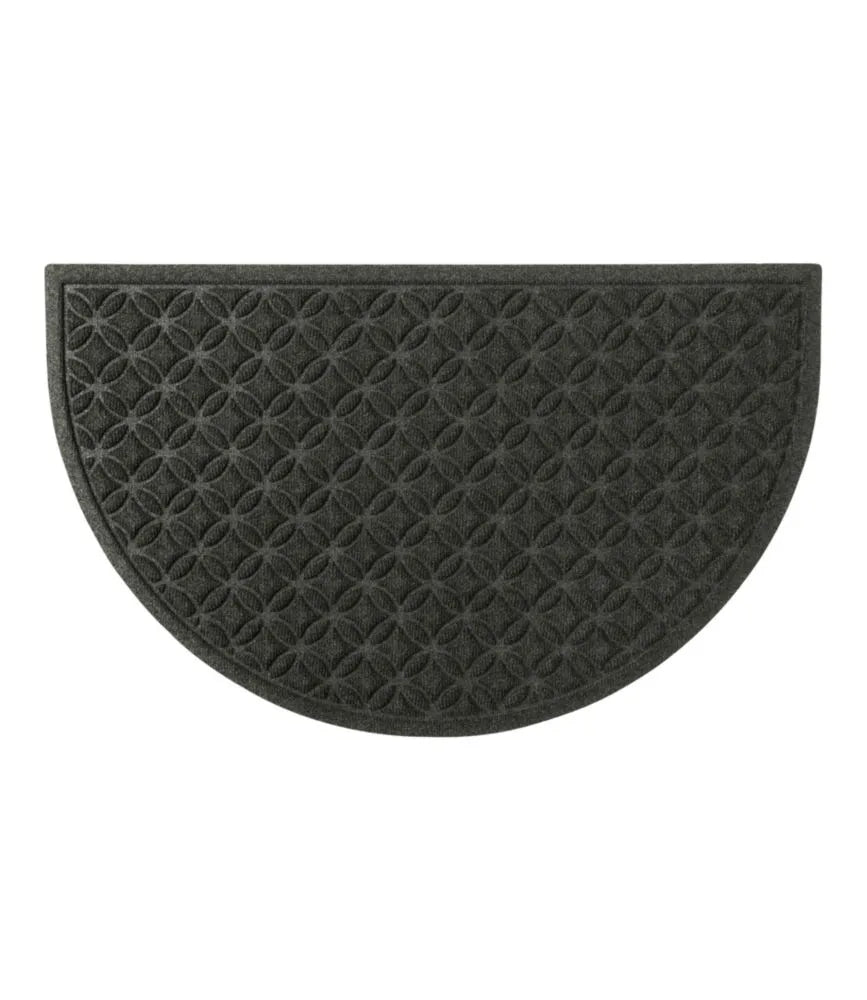 Heavyweight Recycled Waterhog Doormat, Half Round, Geometric Rings