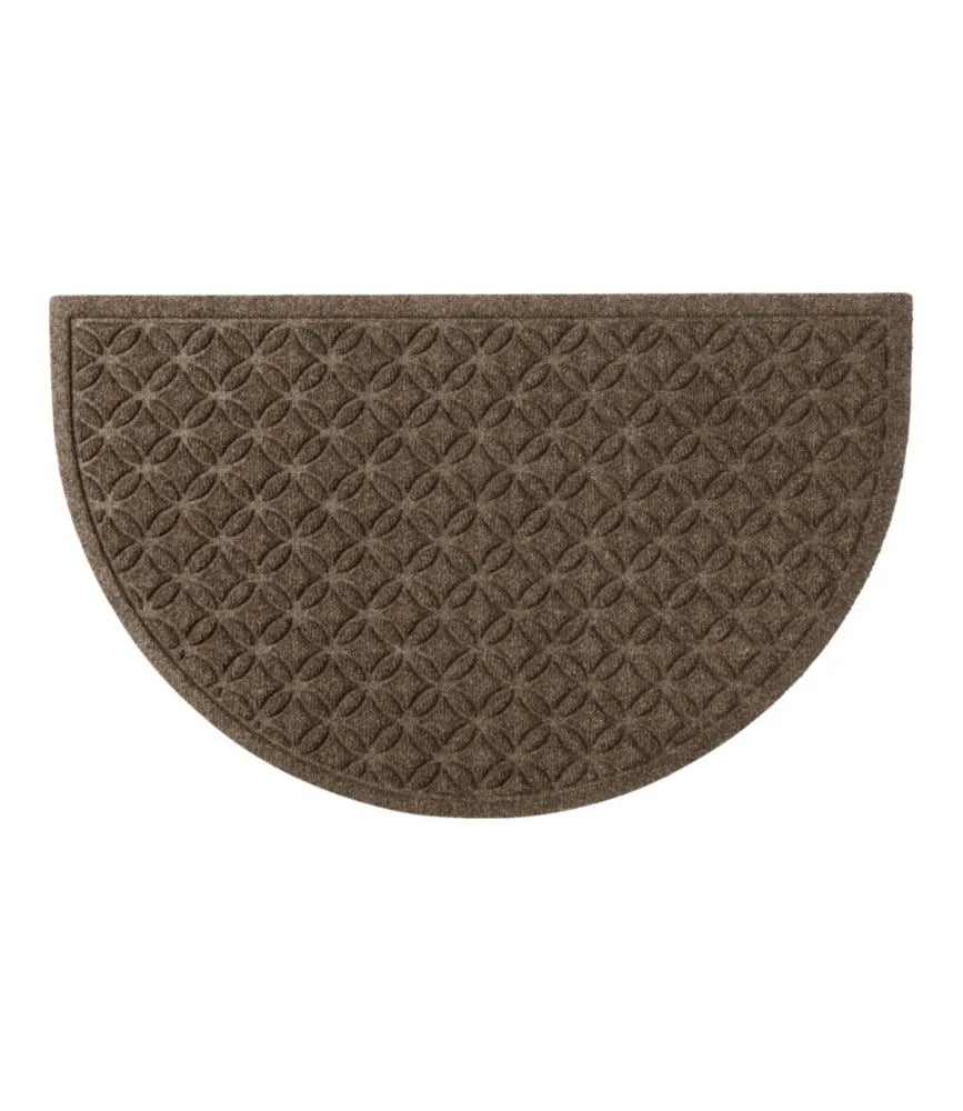 Heavyweight Recycled Waterhog Doormat, Half Round, Geometric Rings
