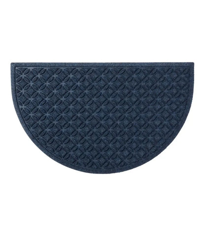 Heavyweight Recycled Waterhog Doormat, Half Round, Geometric Rings